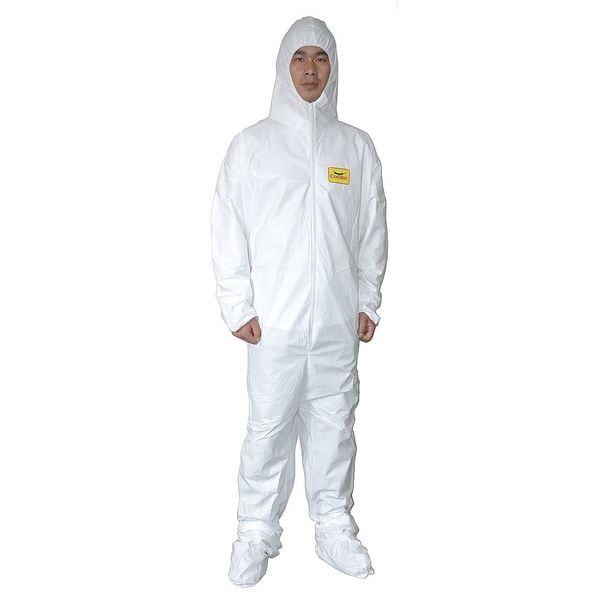 Condor Disposable Coveralls, Hooded, 2XL, Microporous Film Laminate, Zipper, Elastic Cuff, Serged Seam - 30C582