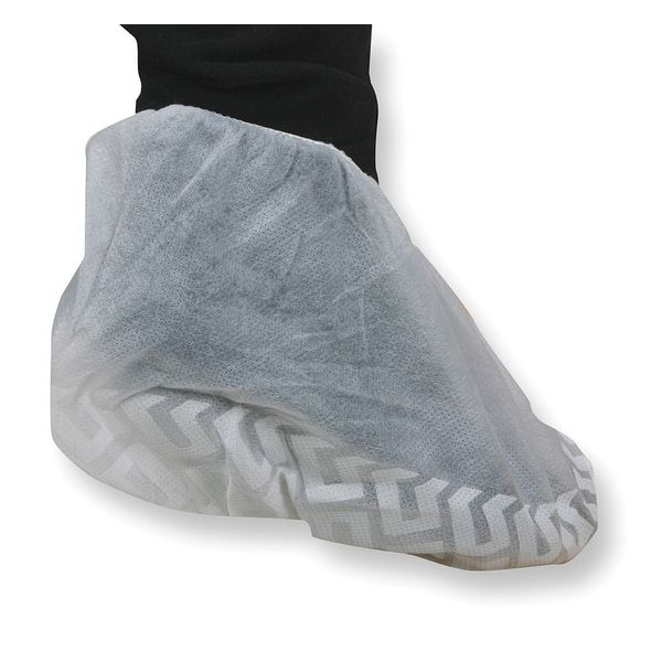 Condor Shoe Covers, Polypropylene, Slip-Resistant Sole, Universale Size, White, 200 PK - 2KTU3