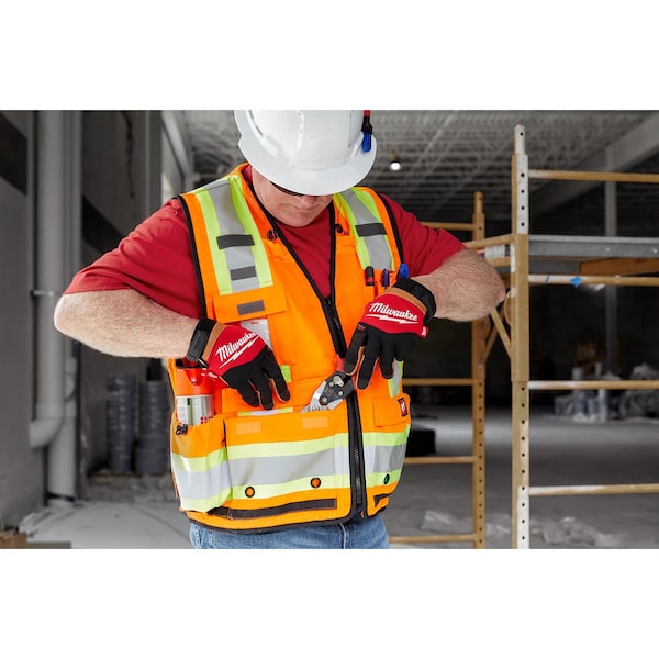 Milwaukee Tool Class 2 Surveyor's High Visibility Yellow Safety Vest - Large/X-Large - 48-73-5162
