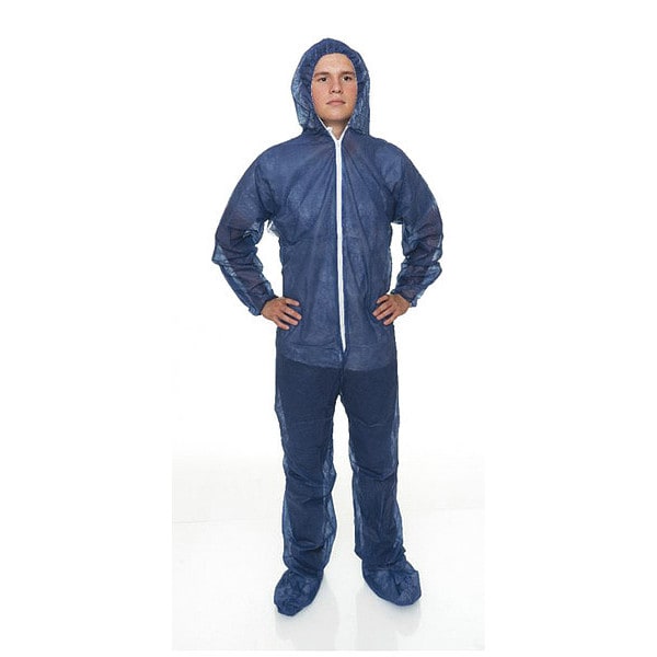 International Enviroguard Coverall w Hood and Boot, 3XL, Blue, PK25, 3XL, 25 PK, Blue - N2019