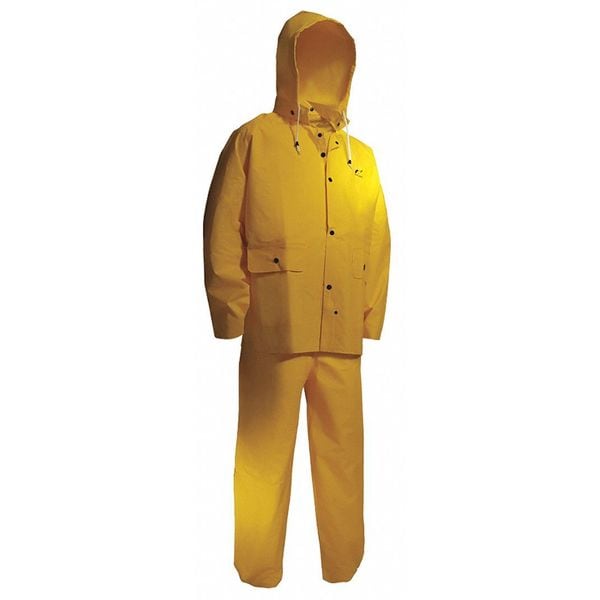 Onguard Flame Resistant 3 Piece Rain Suit, Nylon, PVC, PVC Scrim, 0.3 mm Thick, Detachable, Yellow, XL - 7801700