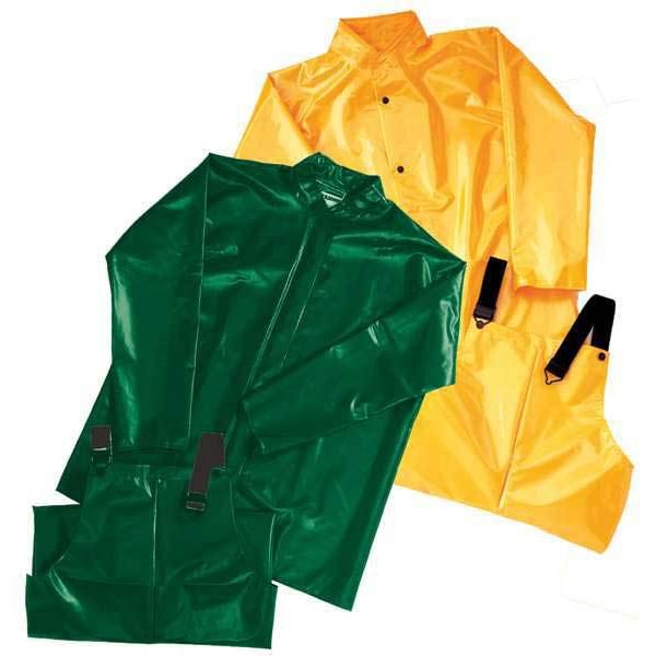 Tingley Rain Bib Overall, Polyurethane, 29 in Inseam, 36 in to 38 in Waist, 12 mil Thickness, Green, M - O22008