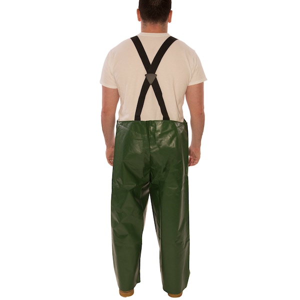 Tingley Rain Bib Overall, Polyurethane, 29 in Inseam, 36 in to 38 in Waist, 12 mil Thickness, Green, M - O22008
