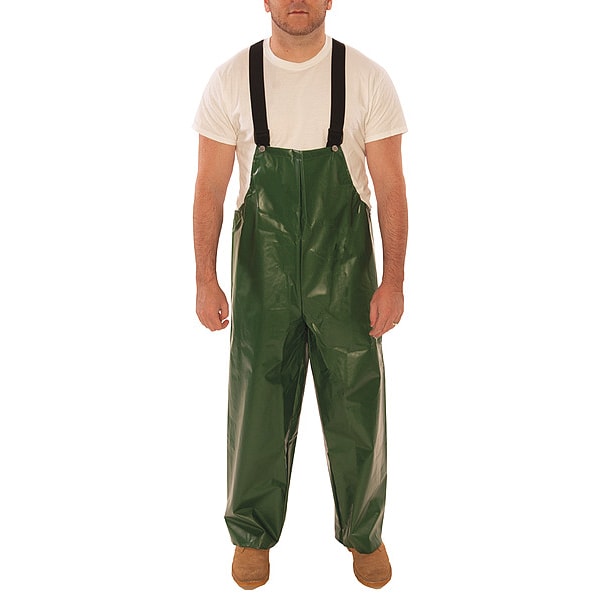 Tingley Rain Bib Overall, Polyurethane, 29 in Inseam, 36 in to 38 in Waist, 12 mil Thickness, Green, M - O22008