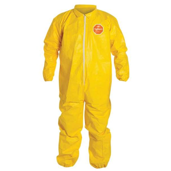 Dupont Chemcial Resistant Coverall, Collared, XL, Tychem(R) 2000, Zipper, Elastic Cuff, Elastic Ankle - QC125SYLXL001200