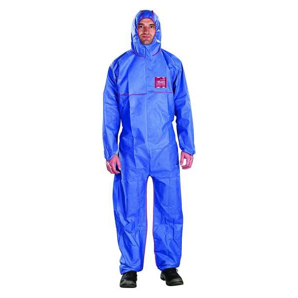 Ansell Disposable Coverall, Hooded, 4XL, SMS, Zipper, Elastic Cuff, Elastic Ankle, Serged Seam - NR17-S-92-111-08