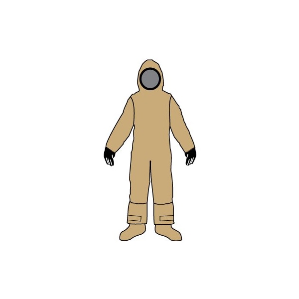 Kappler DuraChem 500 NFPA 1990 1994 Vapor Non Encapsulating Suit Coverall, Khaki, L/XL - D5H458KHLGXL94