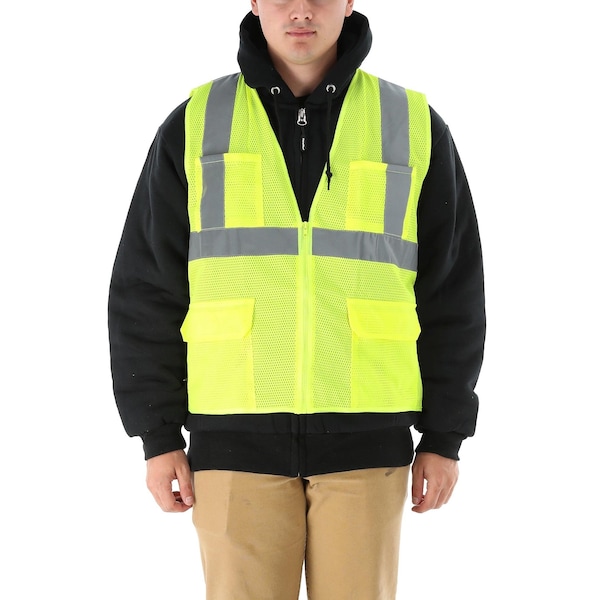 Refrigiwear Hivis Zipper Mesh Safety Vest Hv Lime XLg - 0198RHVLXLG