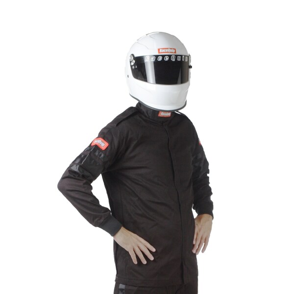 Racequip SINGLE LAYER RACING DRIVER FIRE SUIT JACKET; SFI 3.2A/ 1 ; BLACK LARGE - 111005
