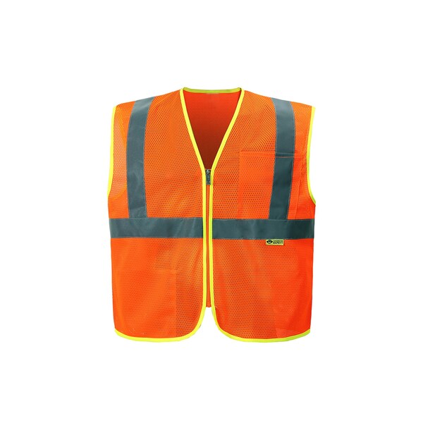 2W International Hi-Vis Economy Safety Vest 5XL Class 2 U Back, , Zipper 2 Pockets - MZ327C-2 5XL
