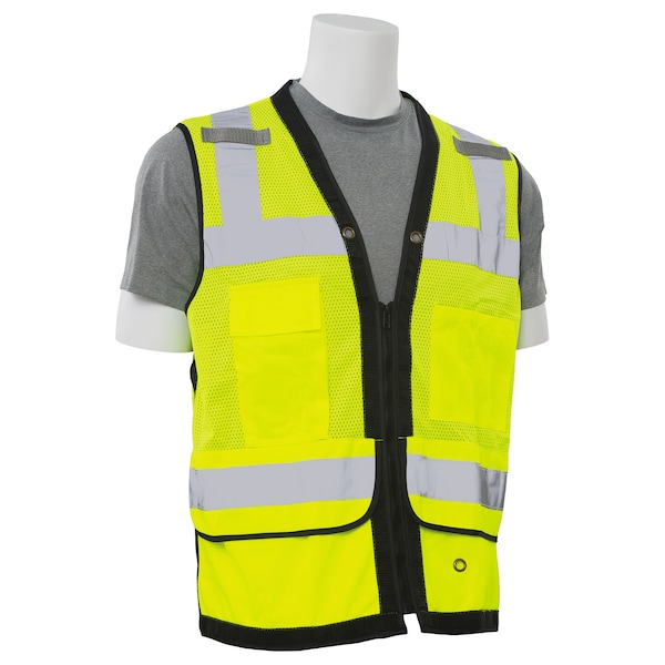 Deltaplus Safety Vest, Mesh, Surveyor, Hi-Viz, Lime, XL - 61233