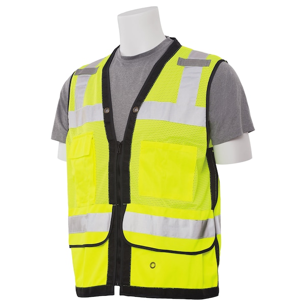 Deltaplus Safety Vest, Mesh, Surveyor, Hi-Viz, Lime, XL - 61233