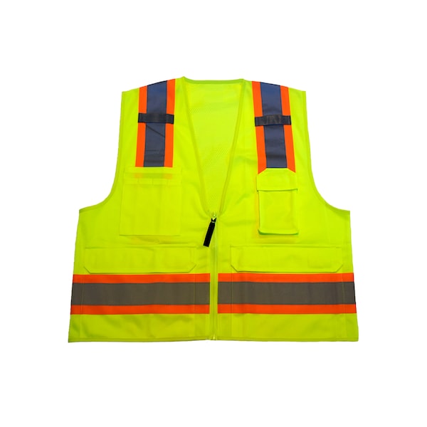 Azusa Safety Hi-Vis Two-Tone Mesh ANSI Type R, Class 2 Surveyor Vest, 6 Pockets, 4XL/5XL - TTSVL