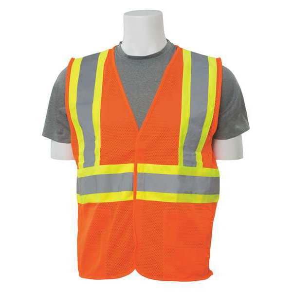 Deltaplus Vest, Hi-Viz, Orange, Contrasting Trim, XL, Standards: ANSI 107 Class 2 - 61765