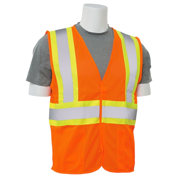 Deltaplus Vest, Hi-Viz, Orange, Contrasting Trim, XL, Standards: ANSI 107 Class 2 - 61765