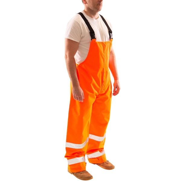 Tingley Hi-Visibility Rain Bib Overall, Polyester/Polyurethane, 33 in Inseam, 60 in to 62 in Waist, 5XL - O24129