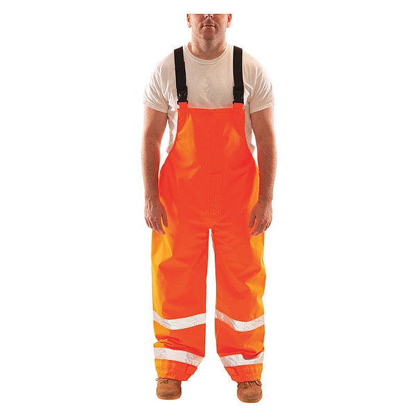 Tingley Hi-Visibility Rain Bib Overall, Polyester/Polyurethane, 33 in Inseam, 60 in to 62 in Waist, 5XL - O24129