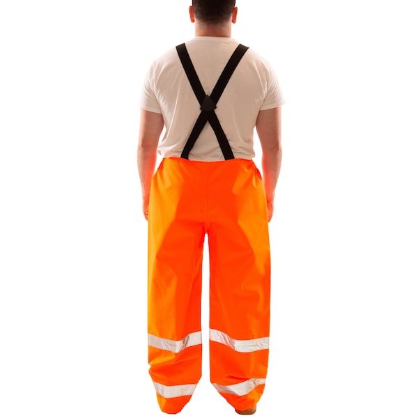 Tingley Hi-Visibility Rain Bib Overall, Polyester/Polyurethane, 33 in Inseam, 60 in to 62 in Waist, 5XL - O24129