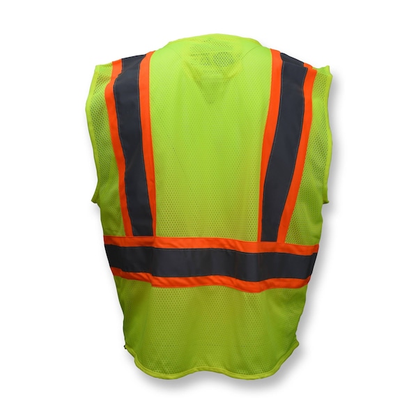 Radians Hi-Vis Self Extinguishing Vest with Two-Tone Trim L Class 2 , Zipper Closure 2 Pockets - SV225-2ZGM-L
