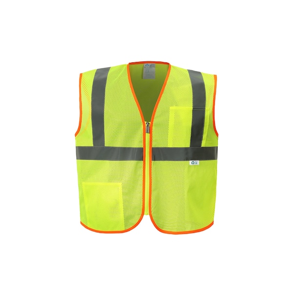 2W International Hi-Vis Economy Safety Vest 2XL Class 2 U Back, , Zipper 2 Pockets - RMZ529C-2 2XL
