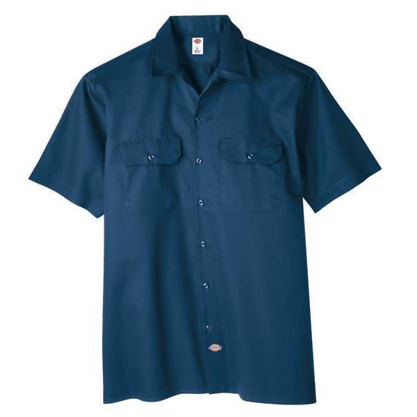 Dickies Men's Short Sleeve Work Shirt, Cotton/Polyester, Button Closure, 4XL - 2574NV RG 4XL