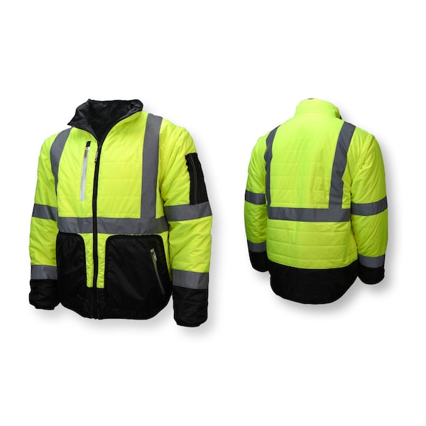 Radians Hi-Vis Reversible Jacket, 100% Polyester Light Weight Diamond Ripstop, Class Type R Class 3 2XL - SJ510-3ZGS-2X
