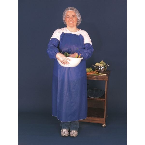Mcr Safety 6 Mil Blue Vinyl Apron Sewn Edge 35, PK12 - O63S4