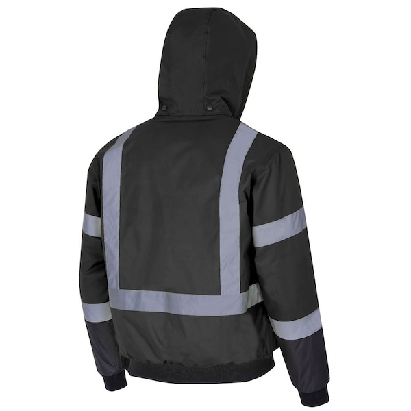 Pioneer High Visibility Waterproof Heated Bomber Jacket, Polyester, Black, 3XL - V1210170U-3XL