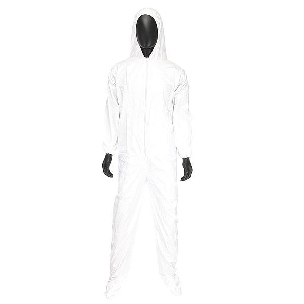 West Chester Protective Gear Disposable Coverall, Hooded, 3XL, Microporous, Zipper, Elastic Cuff, Elastic Ankle, Serged Seam - 3659/3XL