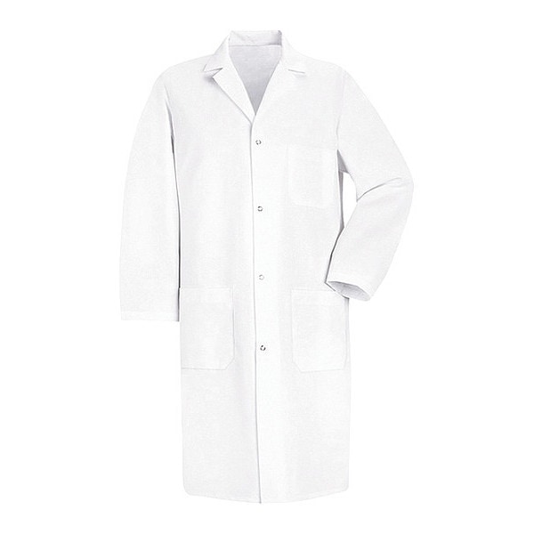 Red Kap Lab Coat, Cotton/Polyester, 3 Pockets, Snaps - 5080WH RG 3XL