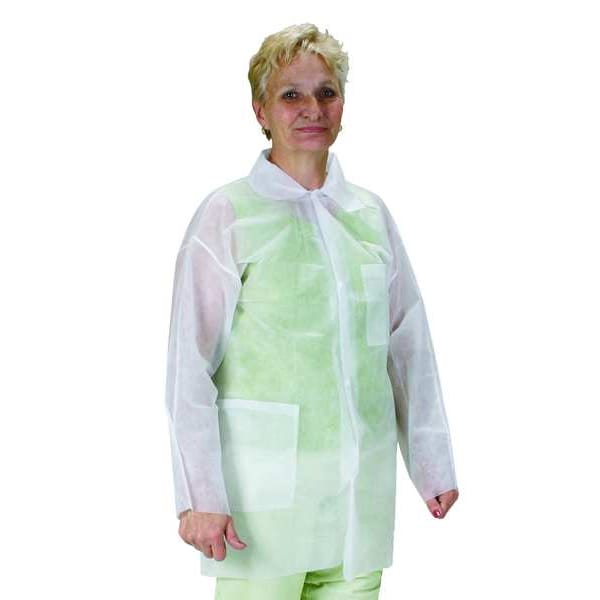 Condor Condor Disposable Lab Coat, Polypropylene, Snaps Closure, White, 5XL, 25 PK - 2KTT7