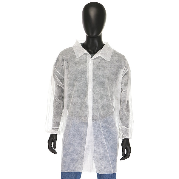 West Chester Protective Gear Lab Coat, Polypropylene, Snaps Closure, White, 4XL, 30 PK - 3512/XXXXL