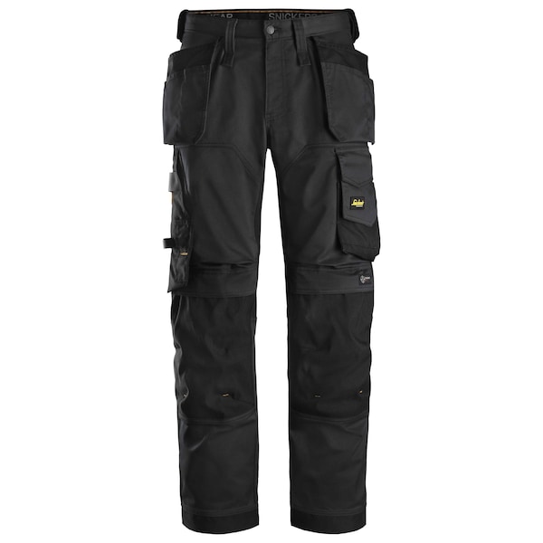 Snickers Workwear AllroundWork Stretch Loose Fit Work Pants + Holster Pockets (Black/Black) - 42/30 - U6251 0404 4230