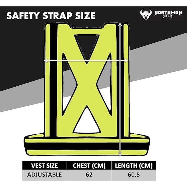 Northmon Safety Hi Vis Yellow Safety Strap Belt, 1'' Reflective Silver Tape - NM-SS-YW