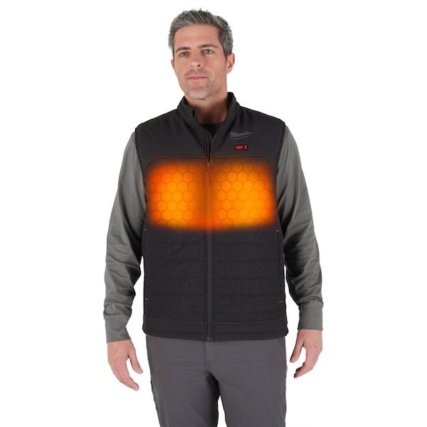 Milwaukee Tool Axis Heated Vest, Polyester, 2 to 8 hours Heating Time, 3 Heat Settings, Black, L - M300B-21L