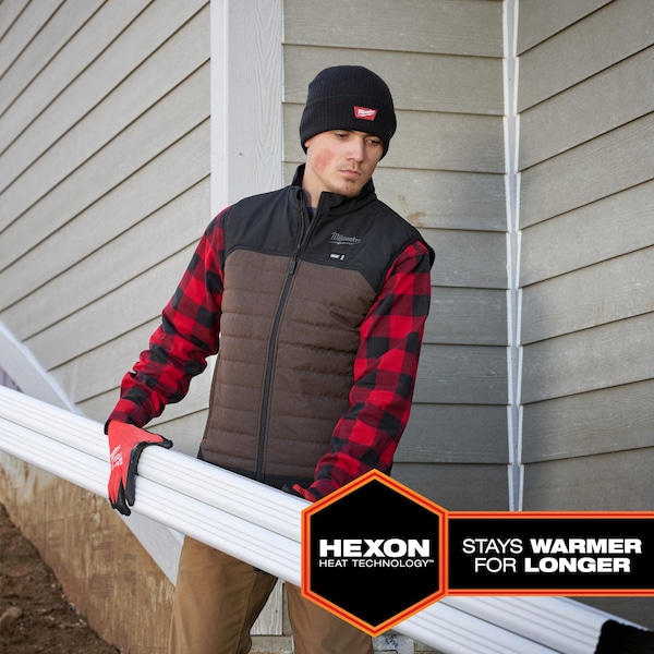 Milwaukee Tool Axis Heated Vest, Polyester, 2 to 8 hours Heating Time, 3 Heat Settings, Black, L - M300B-21L