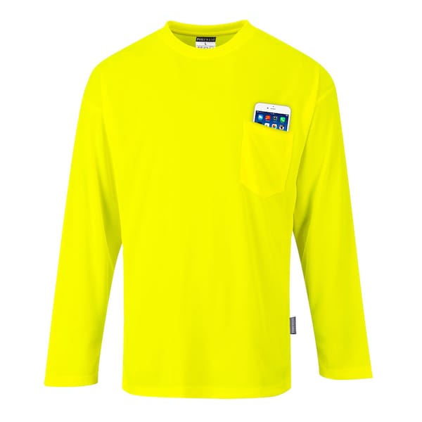 Portwest Long Sleeve Moisture Wicking T-Shirt, 100% Polyester, Yellow - S579