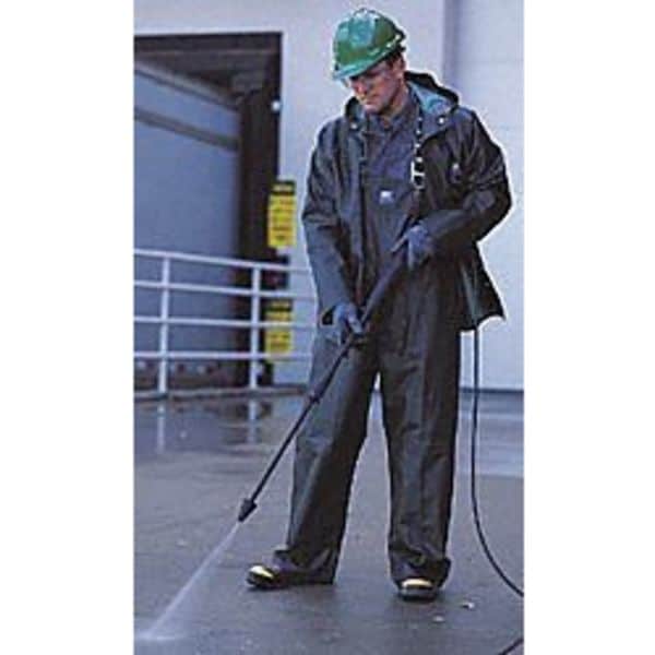 Helly Hansen Rain Bib Overall, Cotton/PVC, 32 in Inseam, 36 in to 38 in Waist, 0.45 mm Thickness, Green, L - 70500_490-L