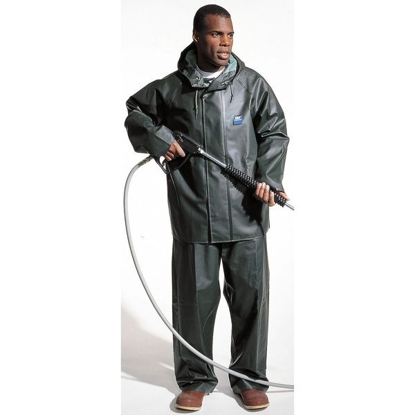 Helly Hansen Rain Bib Overall, Cotton/PVC, 32 in Inseam, 36 in to 38 in Waist, 0.45 mm Thickness, Green, L - 70500_490-L