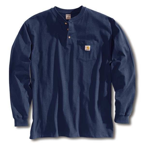 Carhartt Men's Long Sleeve Henley, Cotton, Pullover/Button Closure, 1 Pocket(s), Navy - K128-NVY XXL TLL