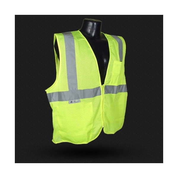 Radians Econmy Class 2 Self Extinguishing Hi Viz Green Safety Vest W/Zipper, Xl - SV25-2ZGM-XL