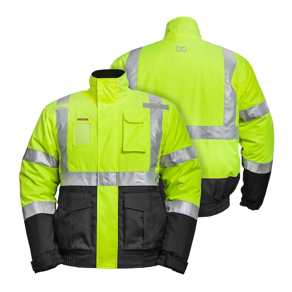 Mobile Warming Men's Hi-Viz Heated Jacket, Hi-Viz Yellow/Black, Heats Up to 10 Hours per Charge , 7.4 3XL - MWJ19M04-10-07