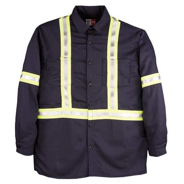 Big Bill Men's Flame-Resistant Collared Shirt, 8.7 cal/sq cm, 5X, 12% Nylon, 88% Cotton - 235US7-5XLT-NAY
