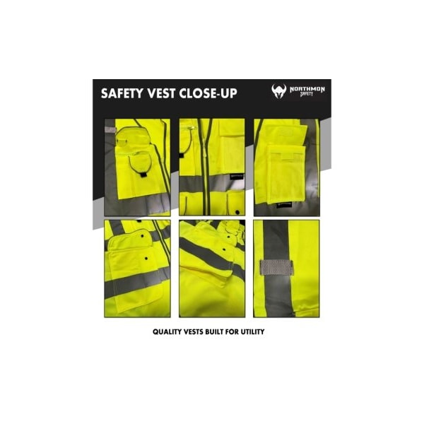 Northmon Safety Hi-Vis Safety Vest 2XL Class 2 9 Pockets - NM-SV-100-YW-2XL