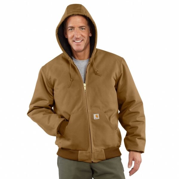 Carhartt Men's Brown Cotton Hooded Duck Jacket size 3XL - J140-BRN 3XL REG