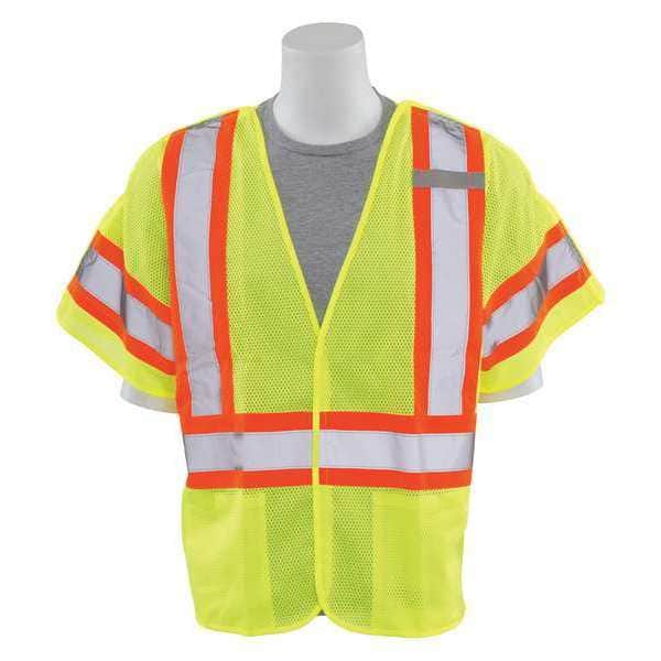 Deltaplus Safety Vest, Break-Away, Hi-Viz, Lime, 5XL - 63253