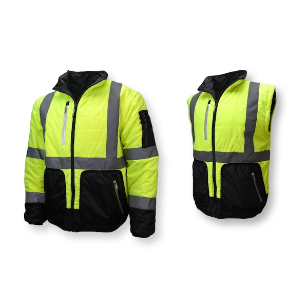 Radians Hi-Vis Reversible Jacket, 100% Polyester Light Weight Diamond Ripstop, Class Type R Class 3 M - SJ510-3ZGS-M