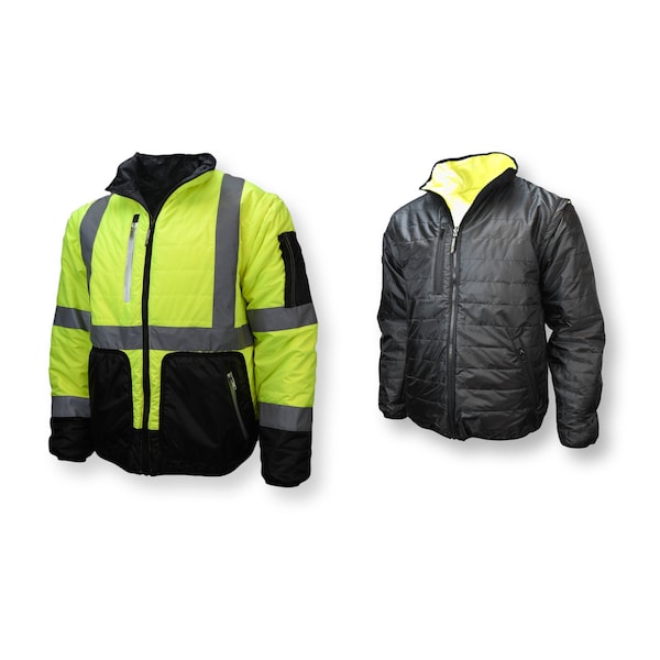 Radians Hi-Vis Reversible Jacket, 100% Polyester Light Weight Diamond Ripstop, Class Type R Class 3 M - SJ510-3ZGS-M