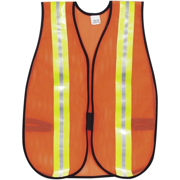 Mcr Safety Safety Vest, w/2" Lime/Silver Reflectors, 18"x47", Orange - MCSCRWV201R