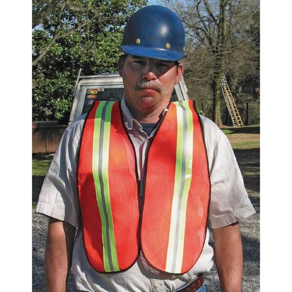 Mcr Safety Safety Vest, w/2" Lime/Silver Reflectors, 18"x47", Orange - MCSCRWV201R